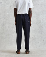 wax london Kurt - Navy Two-Tone Linen Trousers