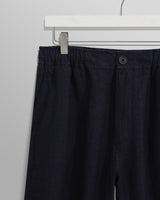 wax london Kurt - Navy Two-Tone Linen Trousers