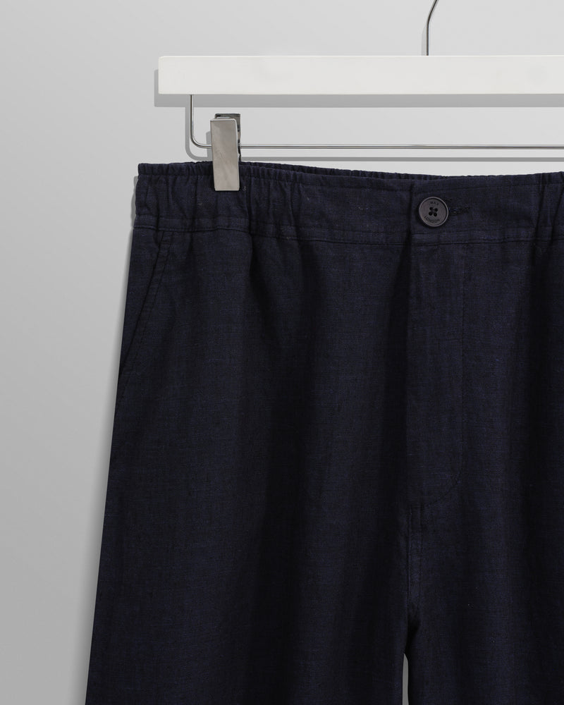 wax london Kurt - Navy Two-Tone Linen Trousers