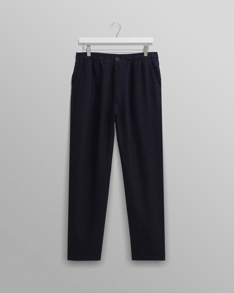 wax london Kurt - Navy Two-Tone Linen Trousers