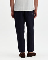 Kurt - Navy Washed Linen Relaxed Fit Trousers