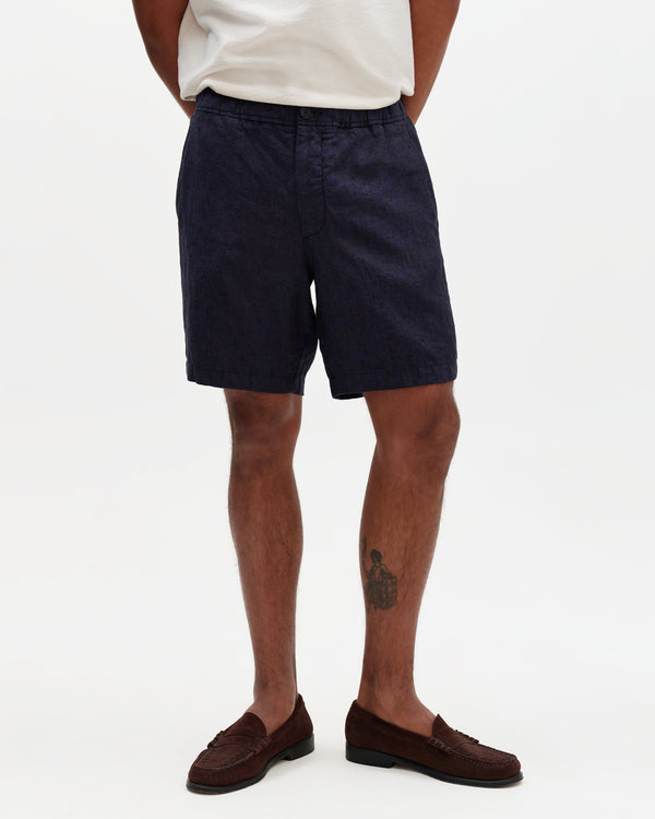 Kurt - Navy Washed Linen Shorts