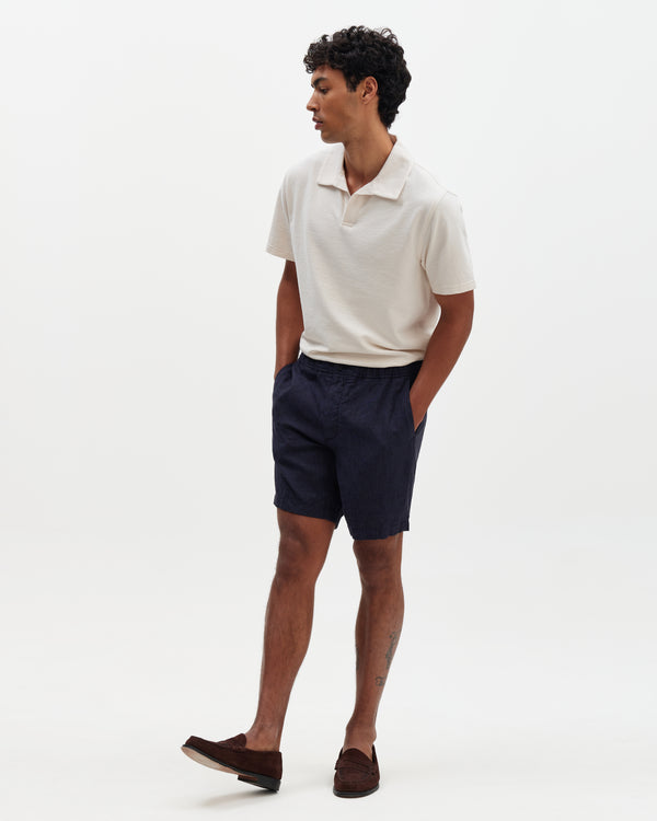 Kurt - Navy Washed Linen Shorts