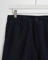 wax london men's Kurt - Navy Two-Tone Linen Shorts