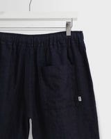 wax london men's Kurt - Navy Two-Tone Linen Shorts