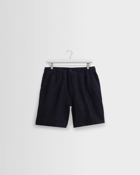Kurt - Navy Washed Linen Shorts