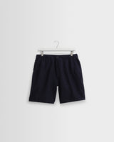 wax london men's Kurt - Navy Two-Tone Linen Shorts