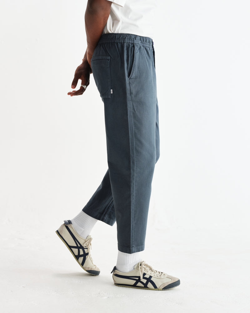 wax london men's Kurt - Petrol Blue Organic Cotton Trousers