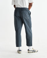 wax london men's Kurt - Petrol Blue Organic Cotton Trousers