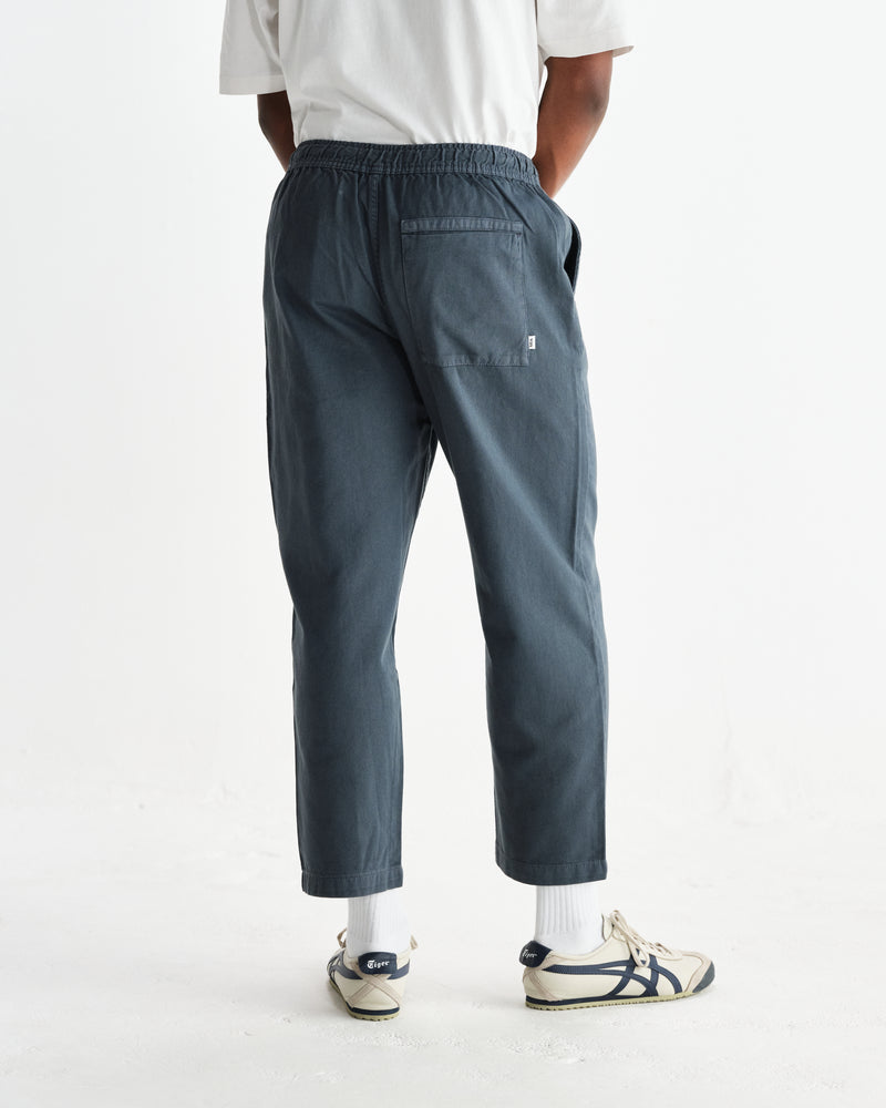 wax london men's Kurt - Petrol Blue Organic Cotton Trousers