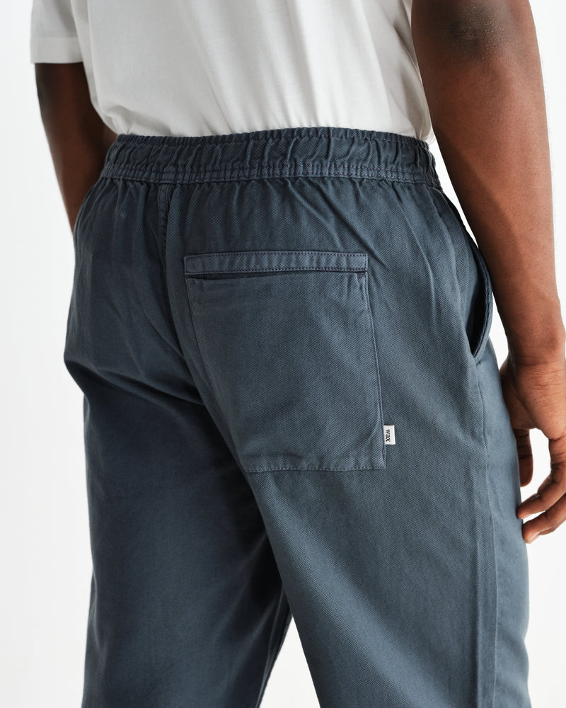 wax london men's Kurt - Petrol Blue Organic Cotton Trousers
