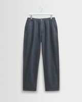 wax london men's Kurt - Petrol Blue Organic Cotton Trousers