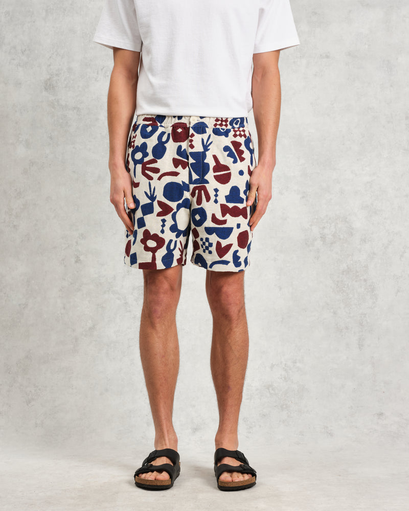 wax london Kurt - Red And Blue Spin Jacquard Shorts