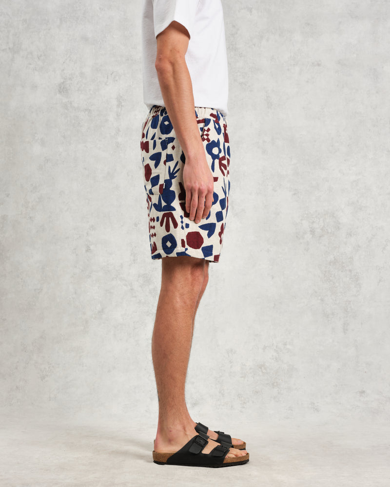 wax london Kurt - Red And Blue Spin Jacquard Shorts