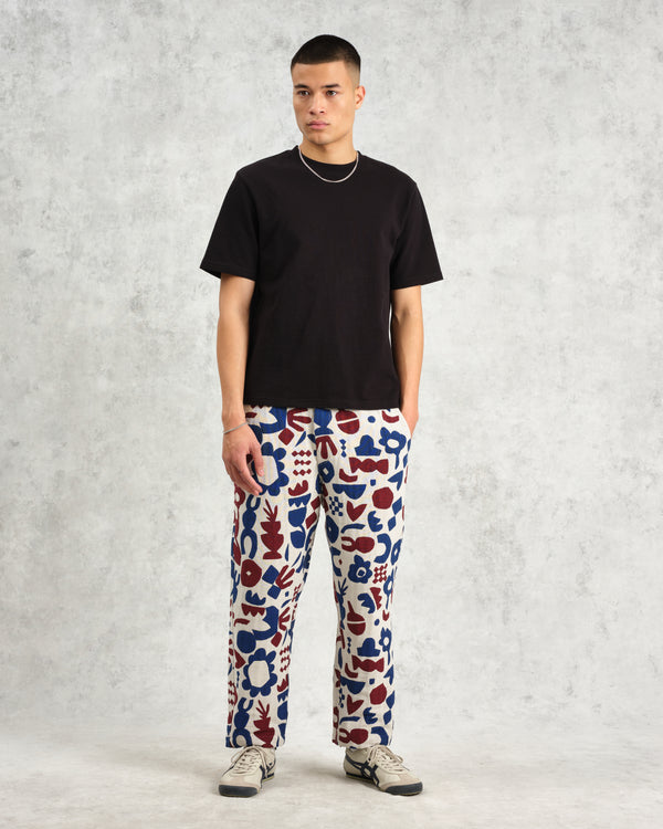 wax london men's Kurt - Red And Blue Spin Jacquard Trousers
