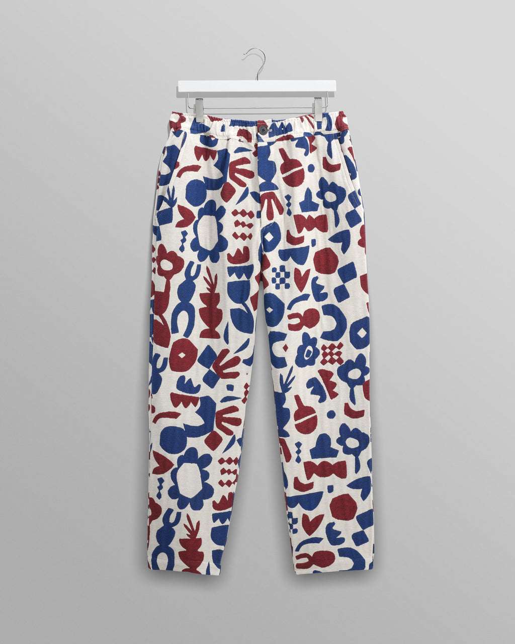 Men's Red And Blue Spin Jacquard Trousers | Wax London