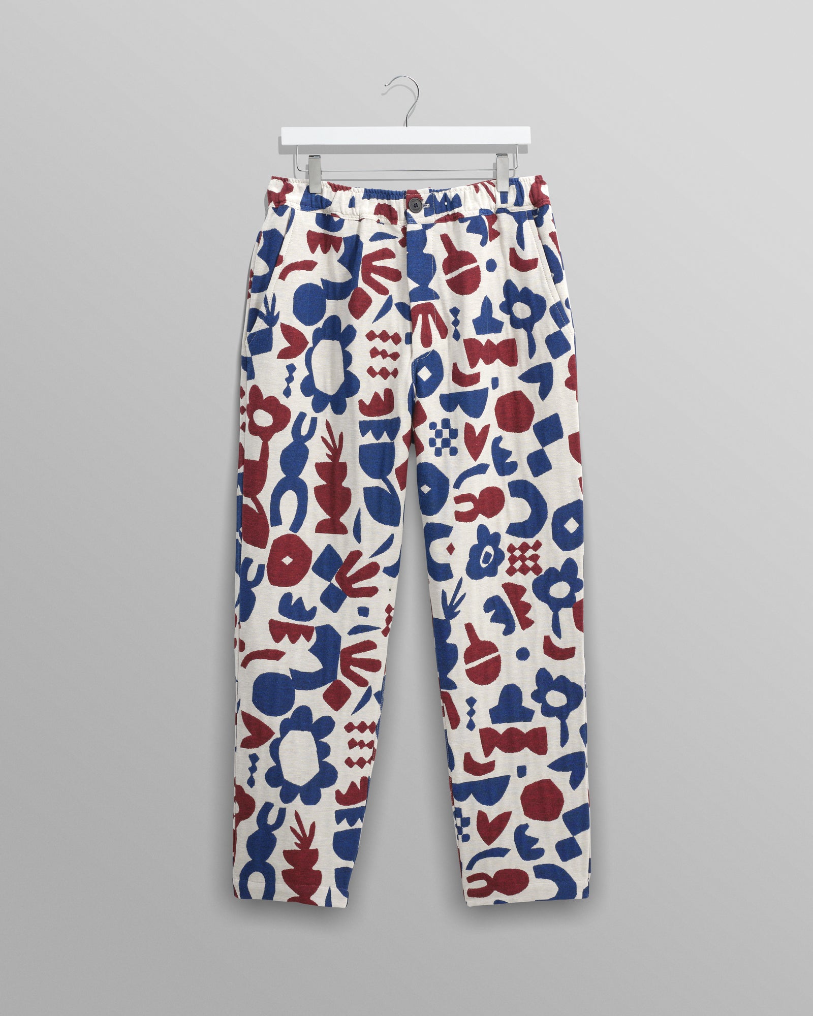 Men's Red And Blue Spin Jacquard Trousers | Wax London