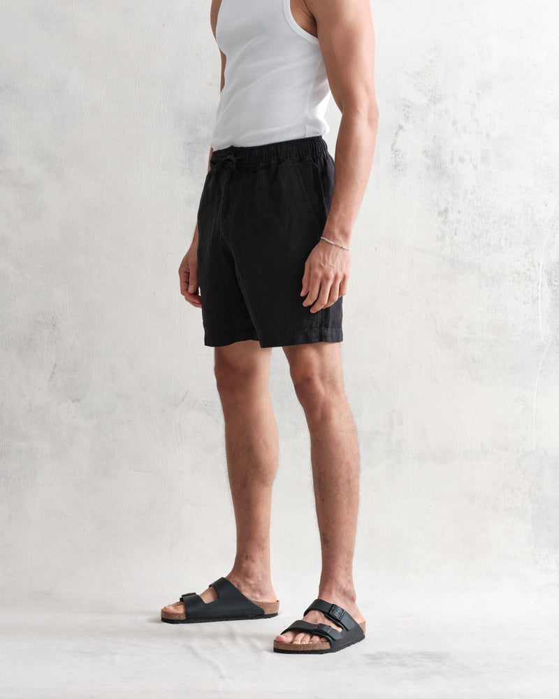 wax london Kurt Shorts Black Linen