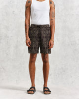 wax london Kurt Shorts Black/Green Tile Stitch