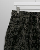 wax london Kurt Shorts Black/Green Tile Stitch