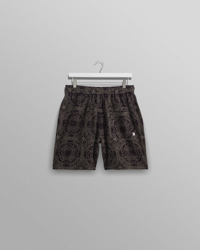 wax london Kurt Shorts Black/Green Tile Stitch