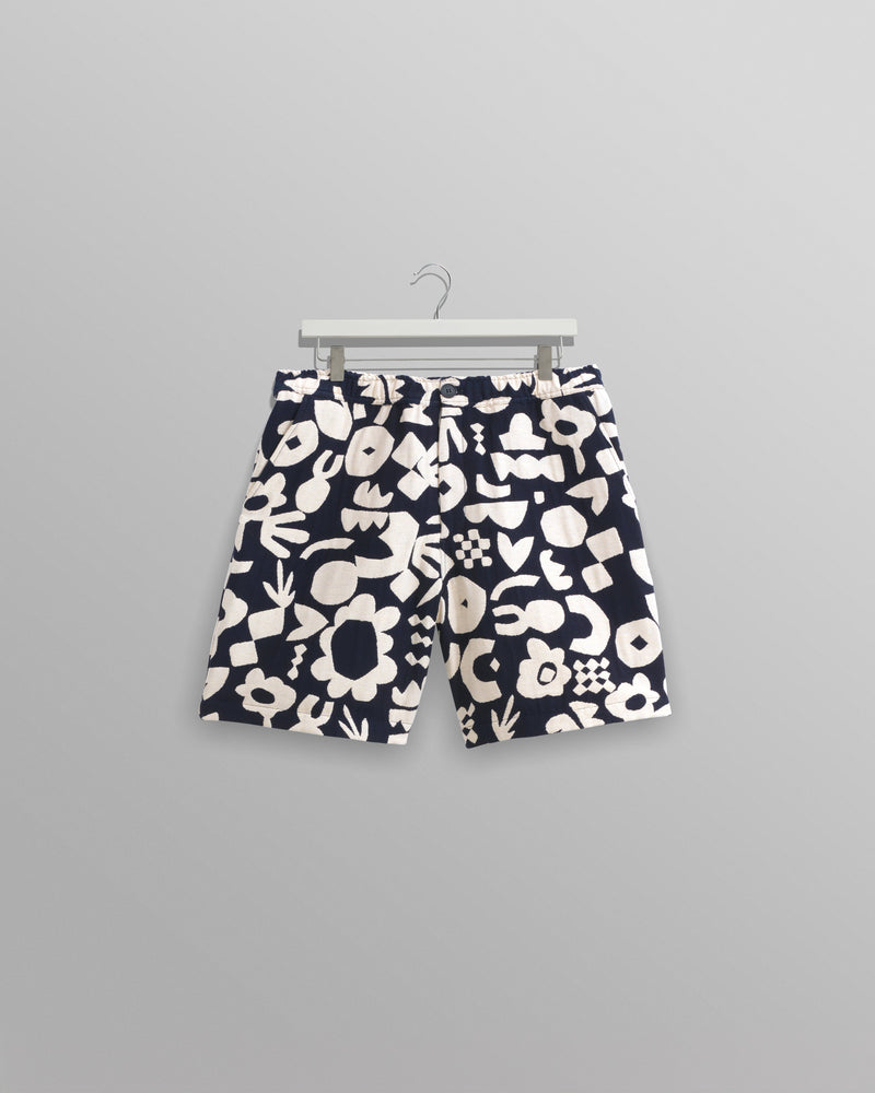 wax london Kurt Shorts Navy/Ecru Spin Jacquard