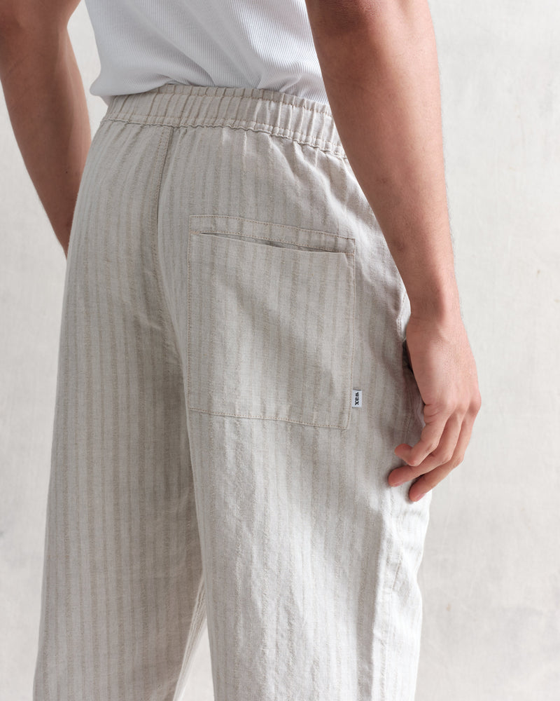 wax london Kurt Trousers Beige Linen Stripe