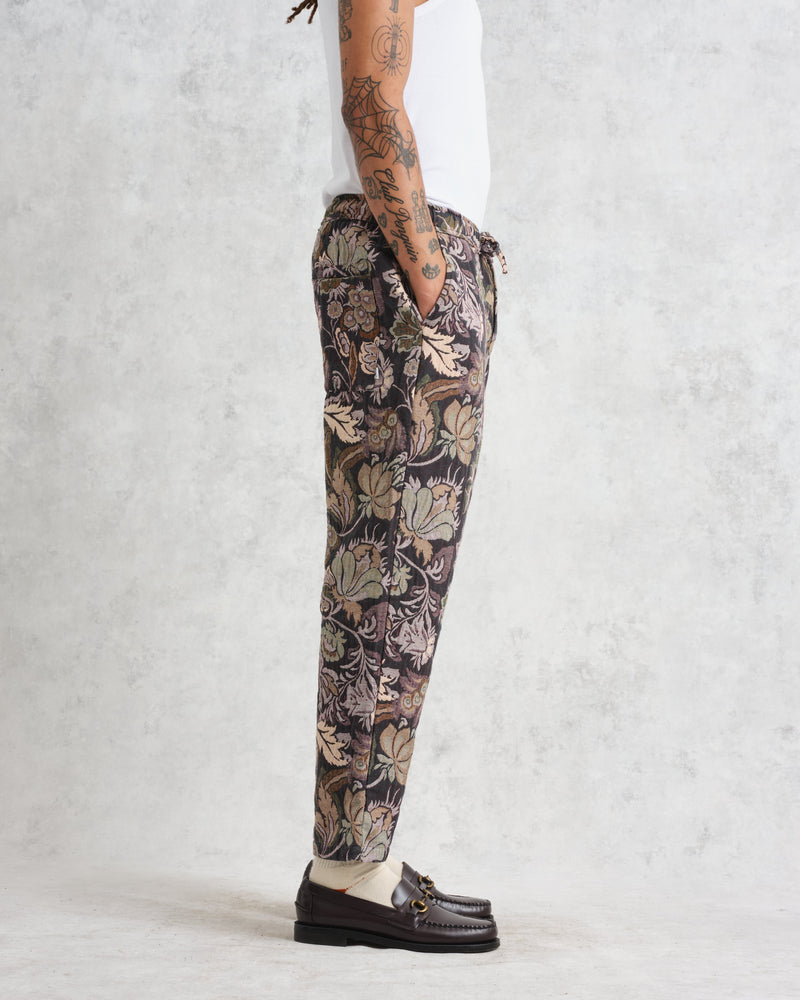 wax london Kurt Trousers Brown/Multi Botanical Jacquard