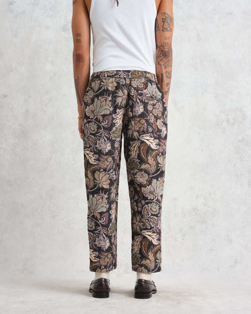 wax london Kurt Trousers Brown/Multi Botanical Jacquard