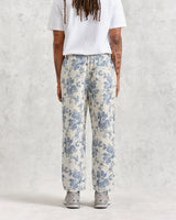 wax london Kurt Trousers Ecru/Blue Floral Jacquard