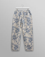 wax london Kurt Trousers Ecru/Blue Floral Jacquard