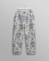 wax london Kurt Trousers Ecru/Blue Floral Jacquard