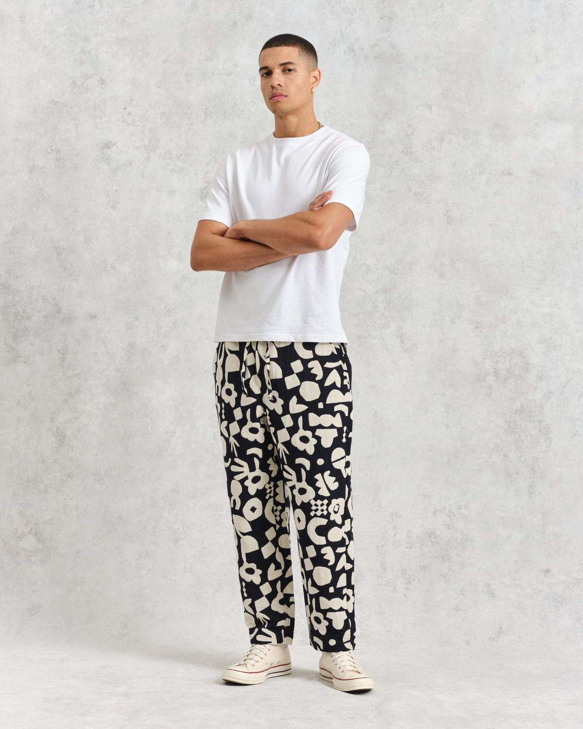 Kurt - Navy Geometric Jacquard Trousers | Wax London