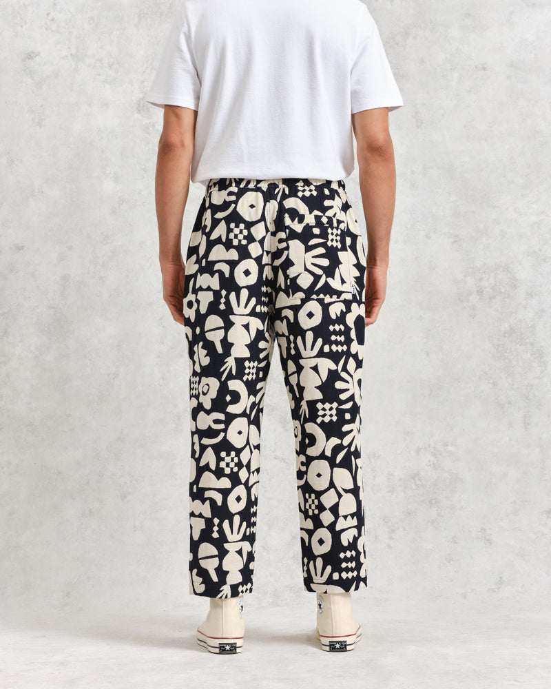 wax london Kurt Trousers Navy/Ecru Spin Jacquard