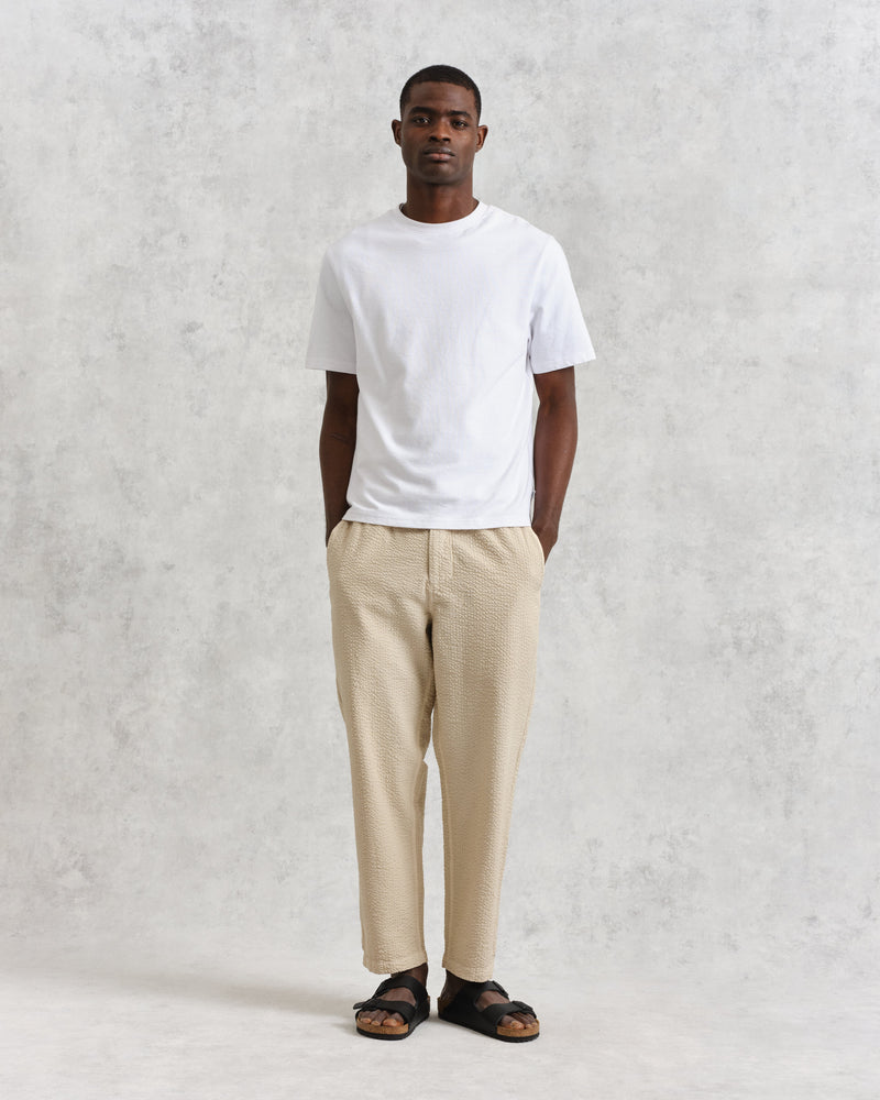 wax london Kurt Trousers Stone Seersucker