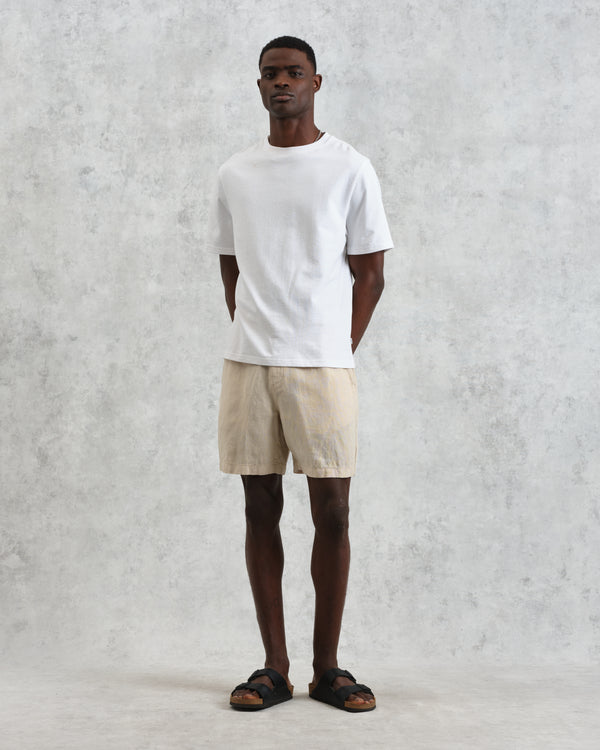 wax london Kurt - Washed Beige Linen Shorts