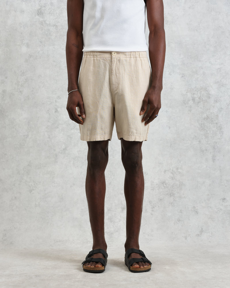 wax london Kurt - Washed Beige Linen Shorts