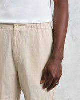wax london Kurt - Washed Beige Linen Shorts