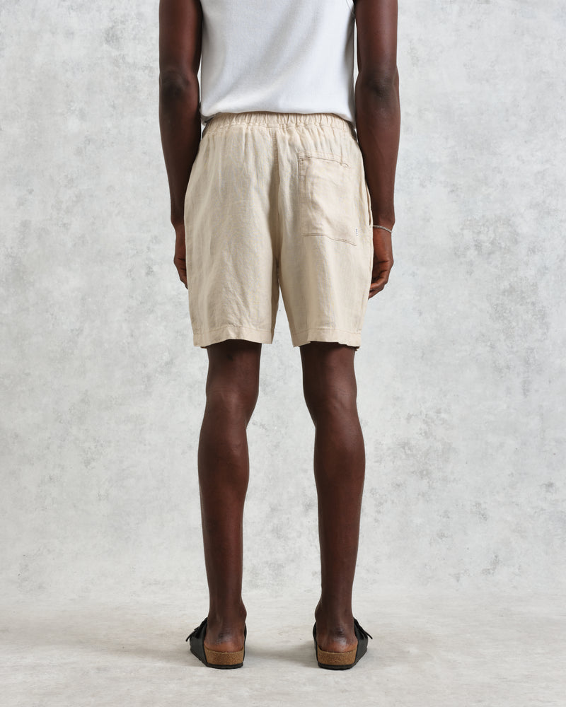wax london Kurt - Washed Beige Linen Shorts