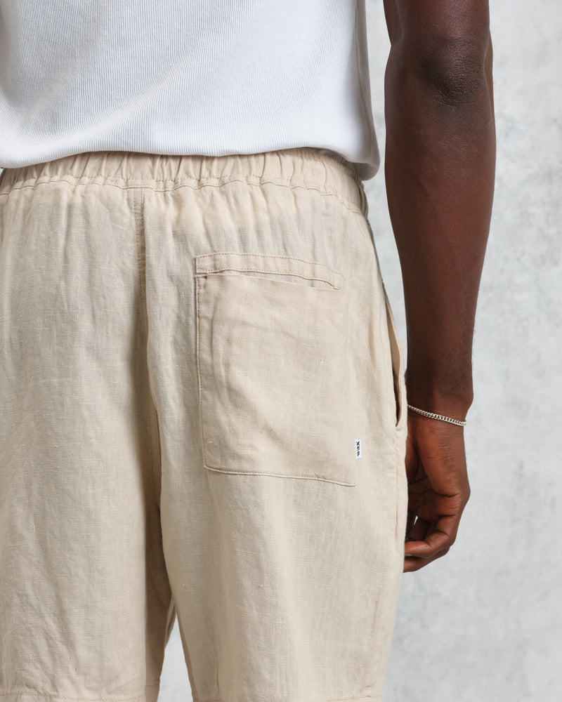 wax london Kurt - Washed Beige Linen Shorts