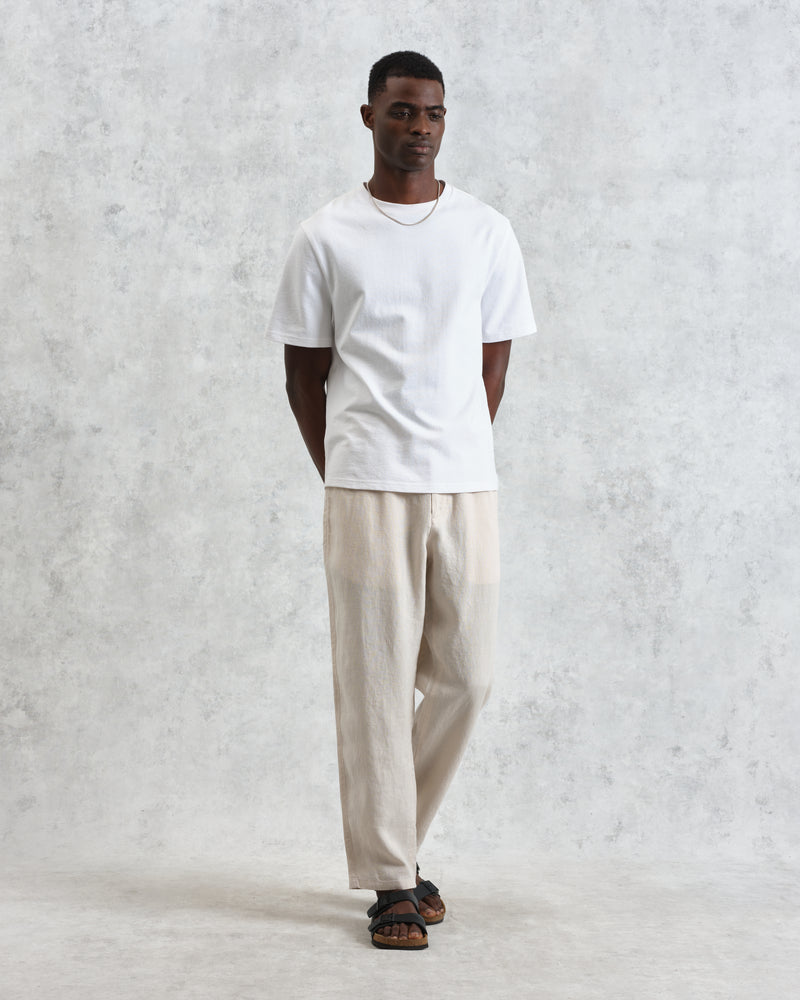 wax london Kurt - Washed Beige Linen Trousers