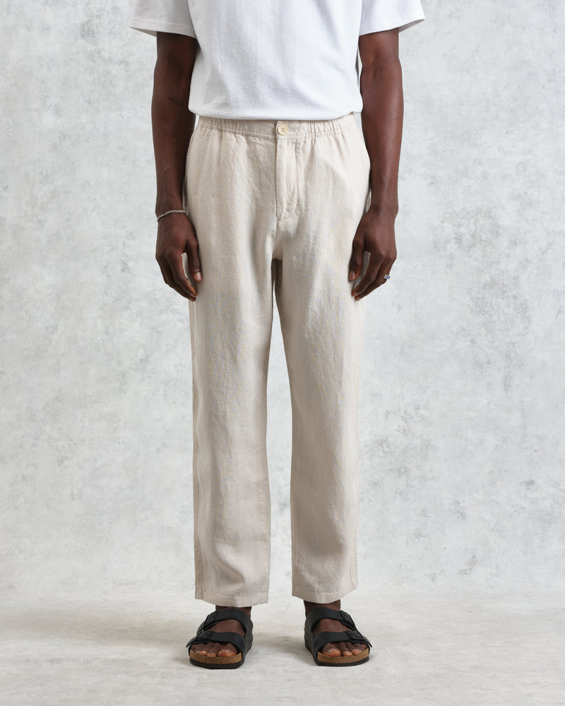 wax london Kurt - Washed Beige Linen Trousers
