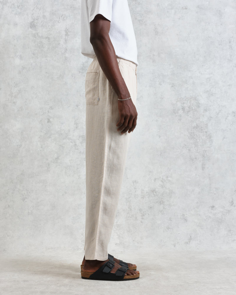 wax london Kurt - Washed Beige Linen Trousers