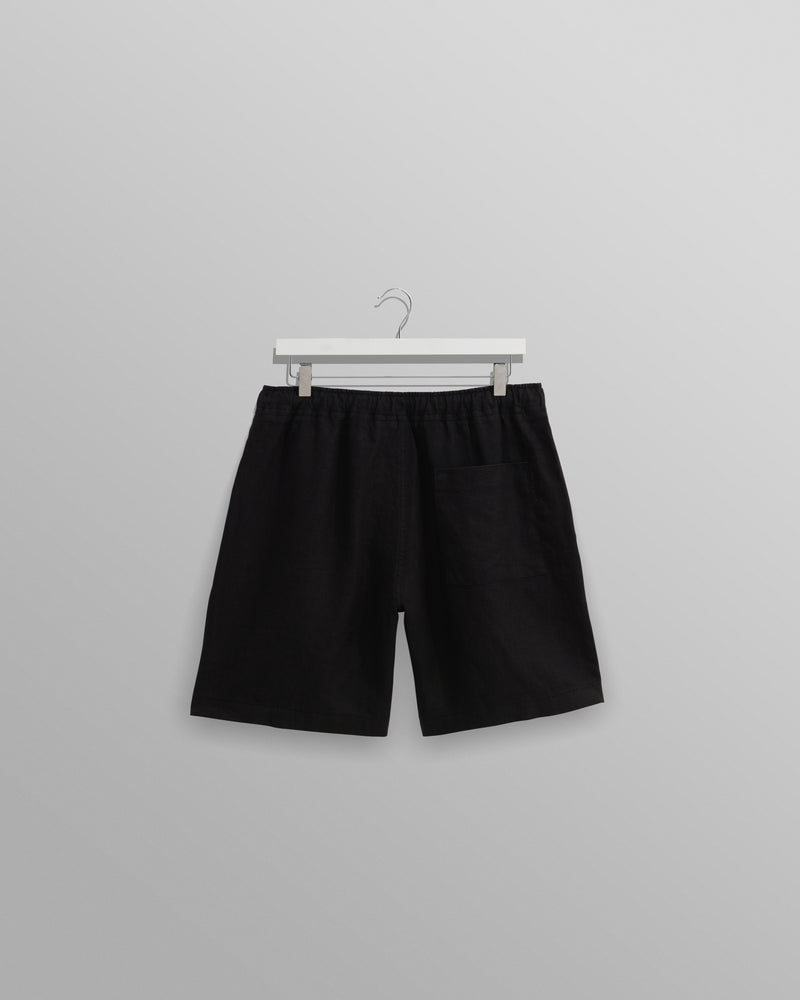 wax london Kurt - Washed Black Linen Shorts