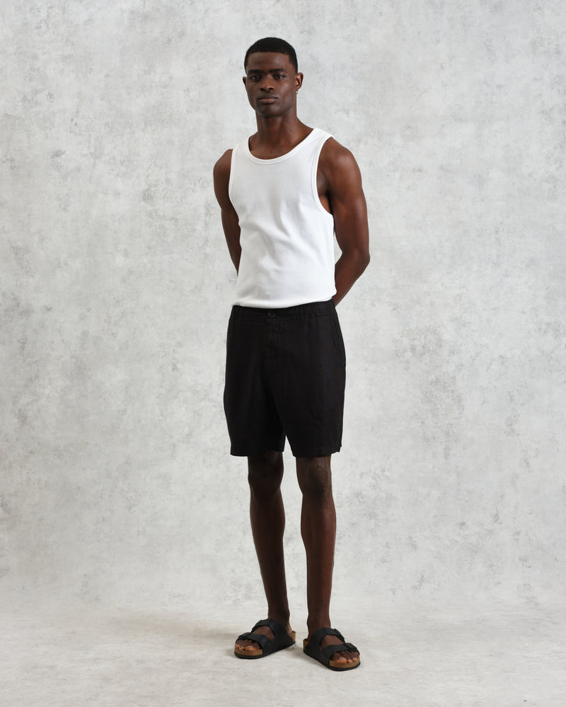 wax london Kurt - Washed Black Linen Shorts