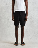 wax london Kurt - Washed Black Linen Shorts