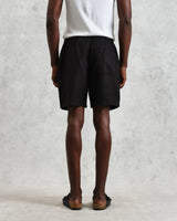 wax london Kurt - Washed Black Linen Shorts