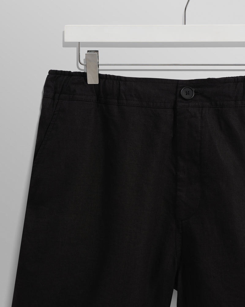 wax london Kurt - Washed Black Linen Shorts