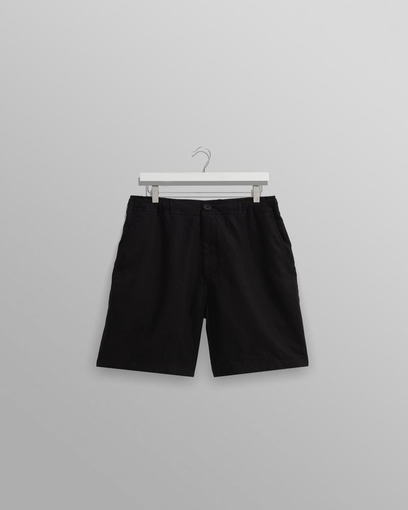 wax london Kurt - Washed Black Linen Shorts
