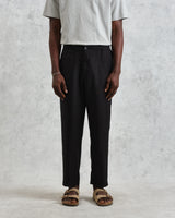 wax london Kurt - Washed Black Linen Trousers